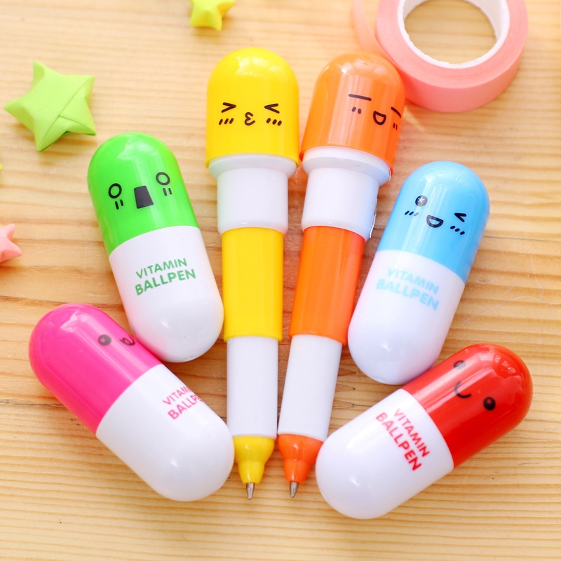 YZ012 Cartoon Creative Pill Ballpoint Pen Retractable Cute Cartoon Pen Primary School Student Stationery T