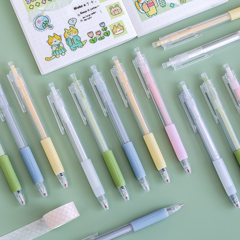 Press Gel Pen Water Pen Student Exam Black0.5mm High Value Macaron Color Bullet Stationery T