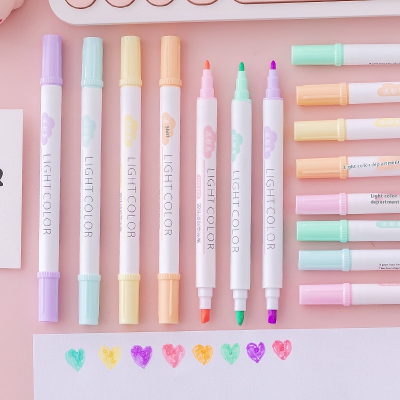 Internet Celebrity Students Use6-color Double-headed Fluorescent Pen Set Handbook Diary Decoration Light Color Marking Marker Pen