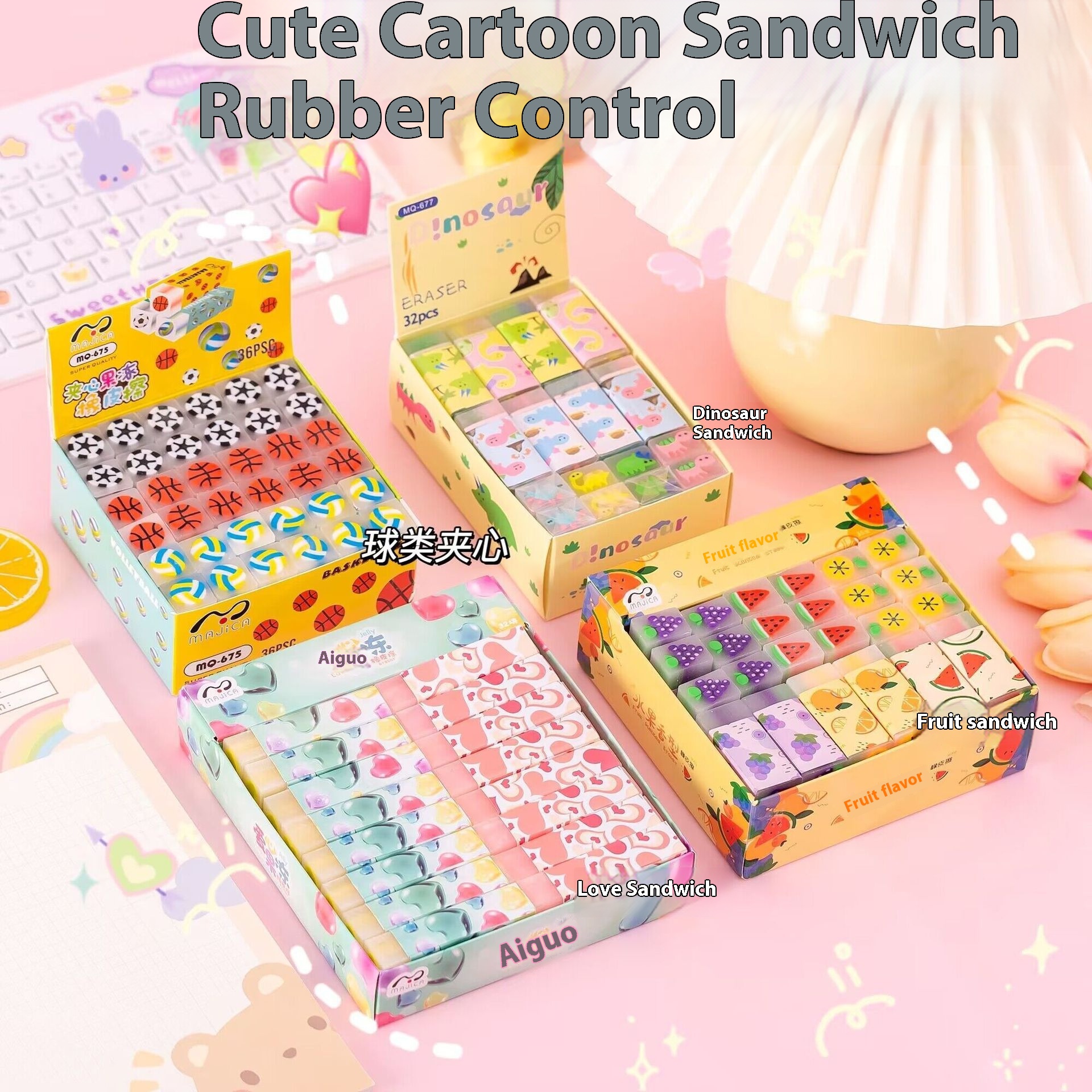 Creative Sandwich Eraser Elementary School Students Transparent Light Fragrance Special Cute Jelly Random Cut Shape Pencil Eraser T