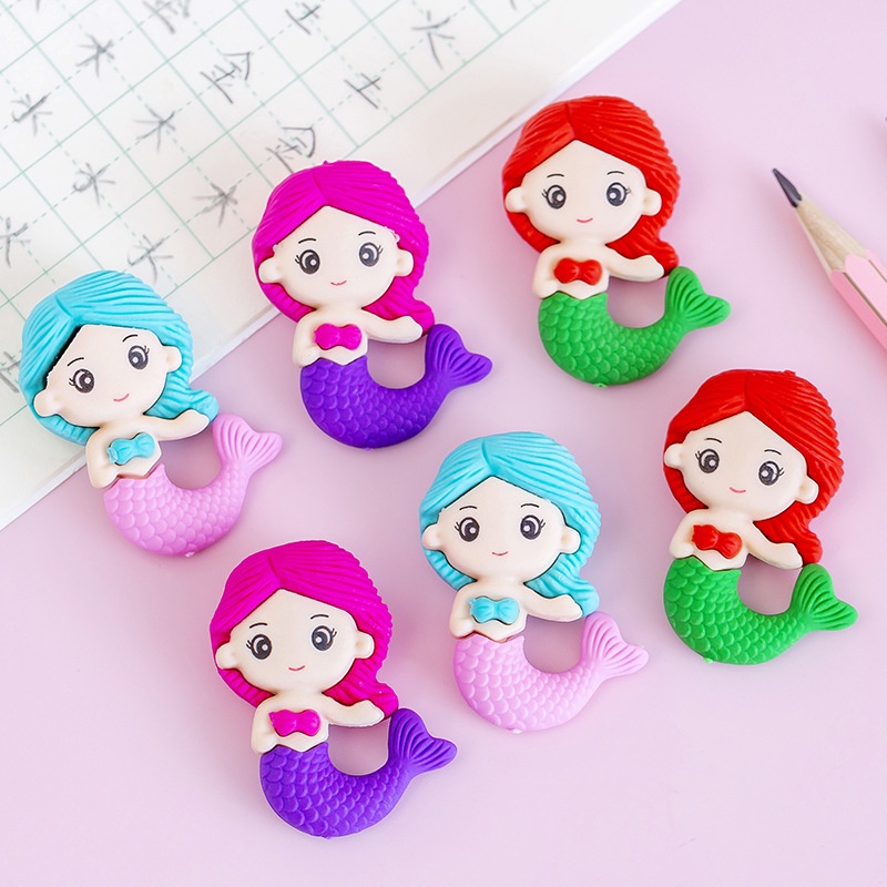 Cartoon Mermaid Assembled Eraser Creative Primary School Students Writing Modification Eraser Kindergarten Gift T
