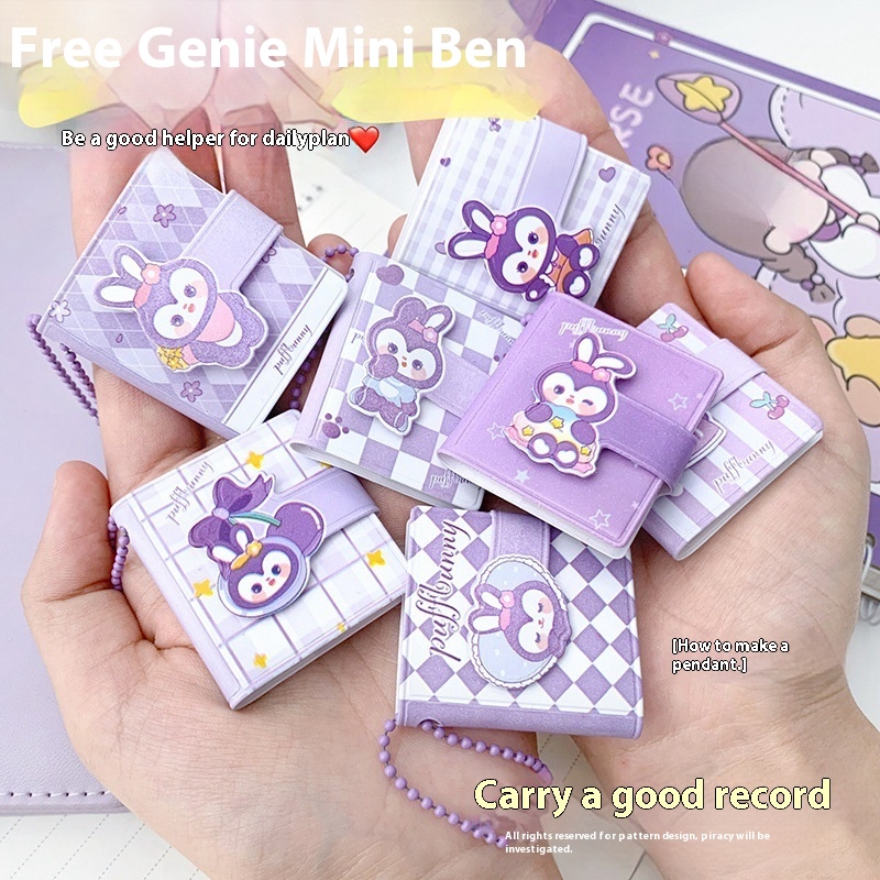 Cute Girl Cartoon Mini Notebook Portable Pocket Notebook Keychain Small Notebook Sharing Small Gift