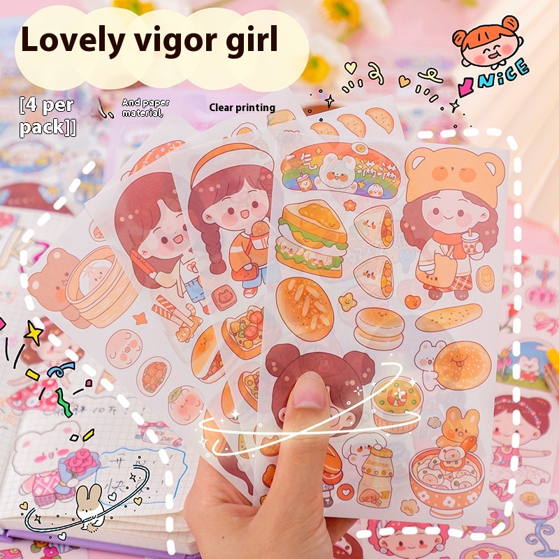 Handbook Sticker Set Handbook Tape Sticker Paste Children Girl Series Cute Cartoon Madou Sticker Girl Heart