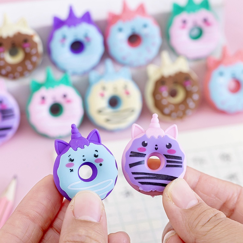 Cartoon Unicorn Donut Eraser Cute Student Prize Gift Korean Version Creative Cartoon Eraser T