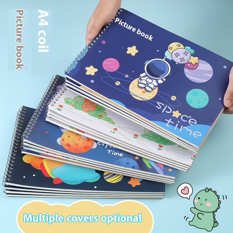 Children's Marco Book Coil A4 Side Flip Blank Drawing Book Kindergarten Painting Art Book Primary School Students Hand-painted Graffiti