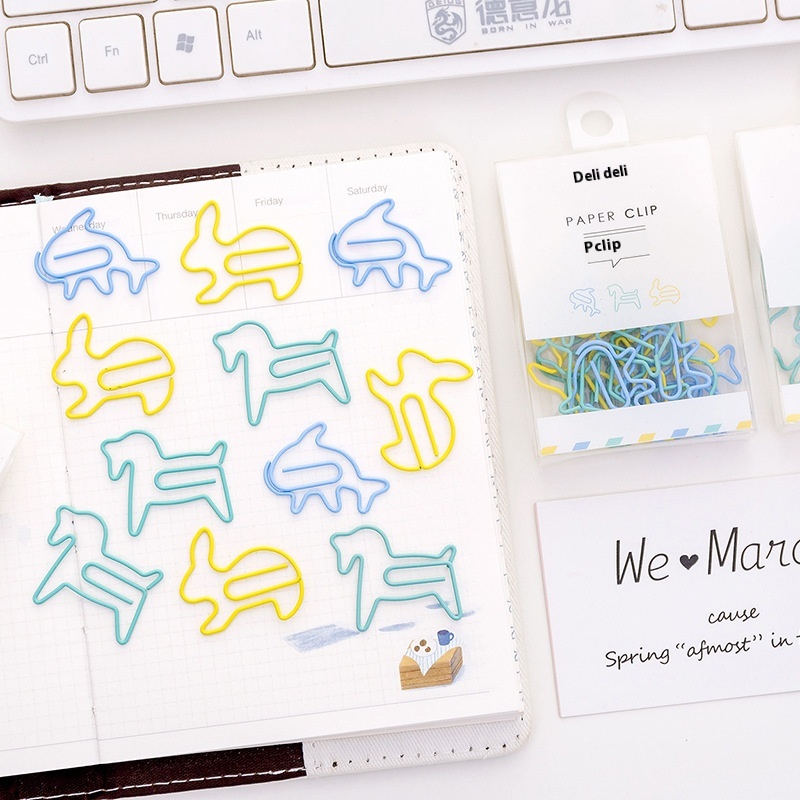 Nordic Style Cute Paper Clip Creative Cartoon Color Metal Paper Clip Bookmark Clip Office Stationery