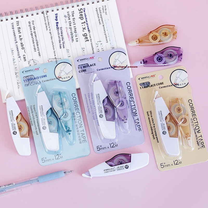Smoked Morandi Correction Tape Replaceable Core Mini Transparent Correction Tape Student Portable Push-type Correction Tape