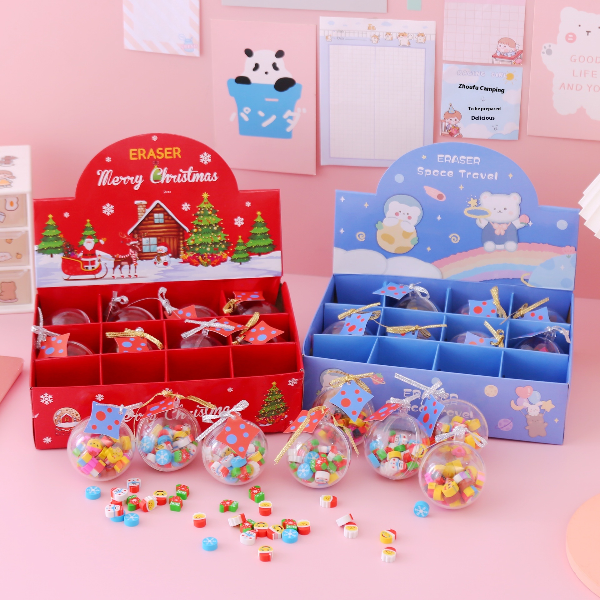 Creative Christmas Ball Eraser Stationery Set Kindergarten Small Gift Student Children Prize School Gift T