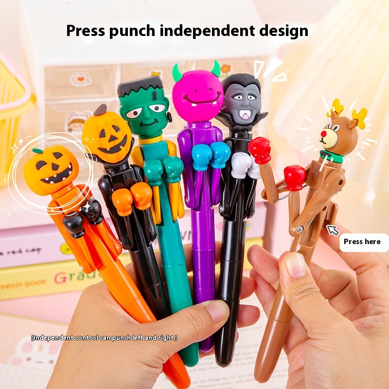 Linlang Head Boxing Pen Creative Decompression Pen Primary School Students Cute Trick Decompression Toy Pen Boy Student Gift