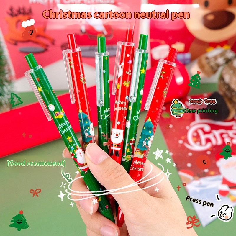 Christmas Press Pen Student Holiday Prize Gift Press Neutral Pen Creative Stationery High Value Water-based Signature Pen