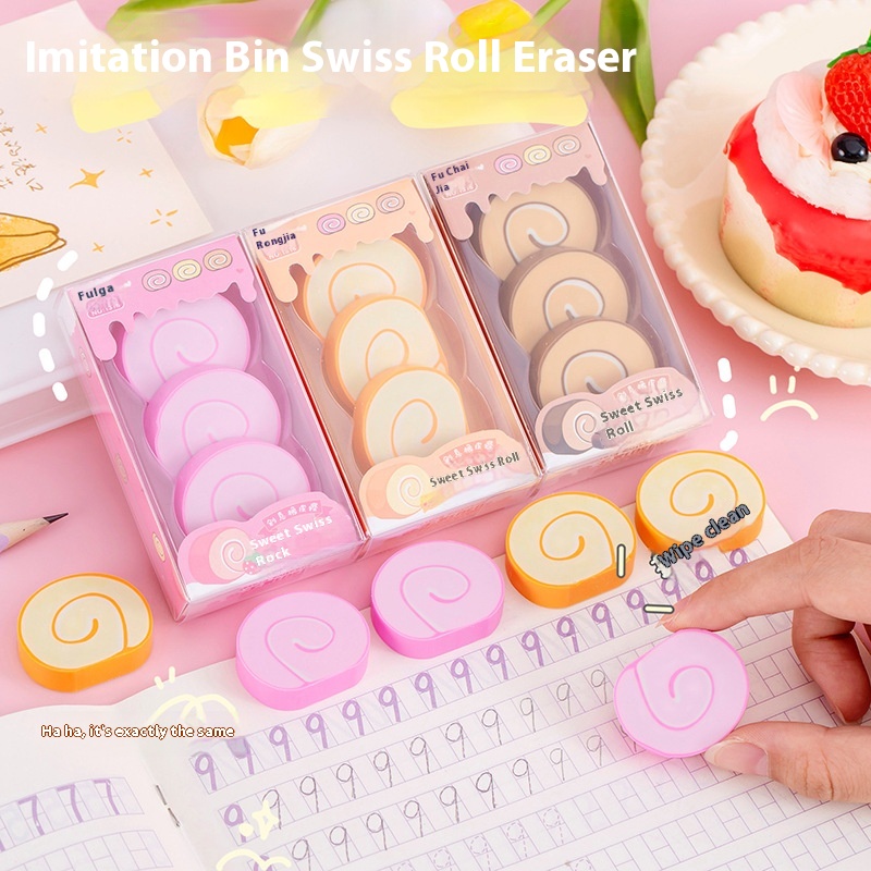 Swiss Roll Simulation Eraser Eraser Students Write And Modify To Wipe Clean Less Crumbs Box Cute Shape