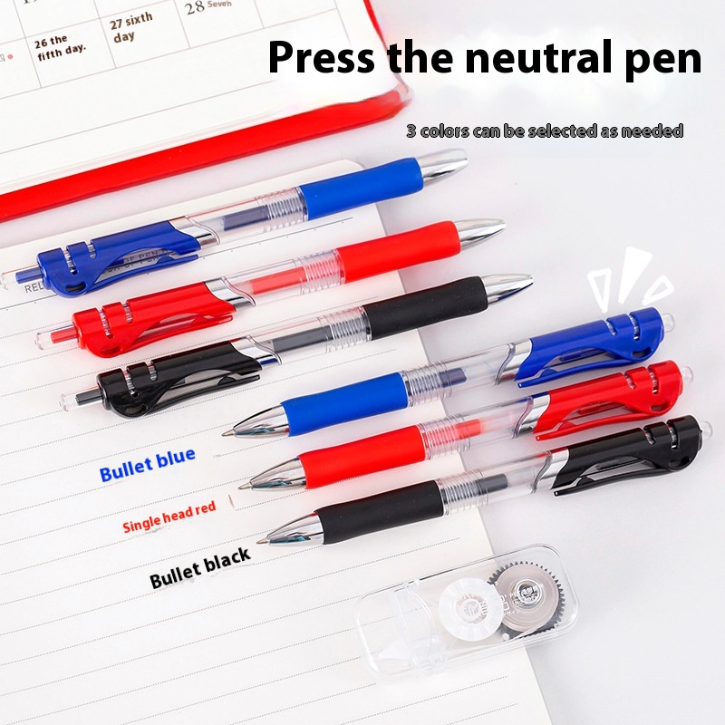 Office Use Press Gel Pen Creative Press Water Pen Black Red Blue0.5mm Bullet Head Jump Business Signature Pen