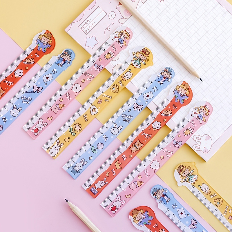 Creative Fantasy Girl Ruler Cute Girl Heart Primary School Student Special Ruler15 CMTransparent Cherry Blossom Shape T