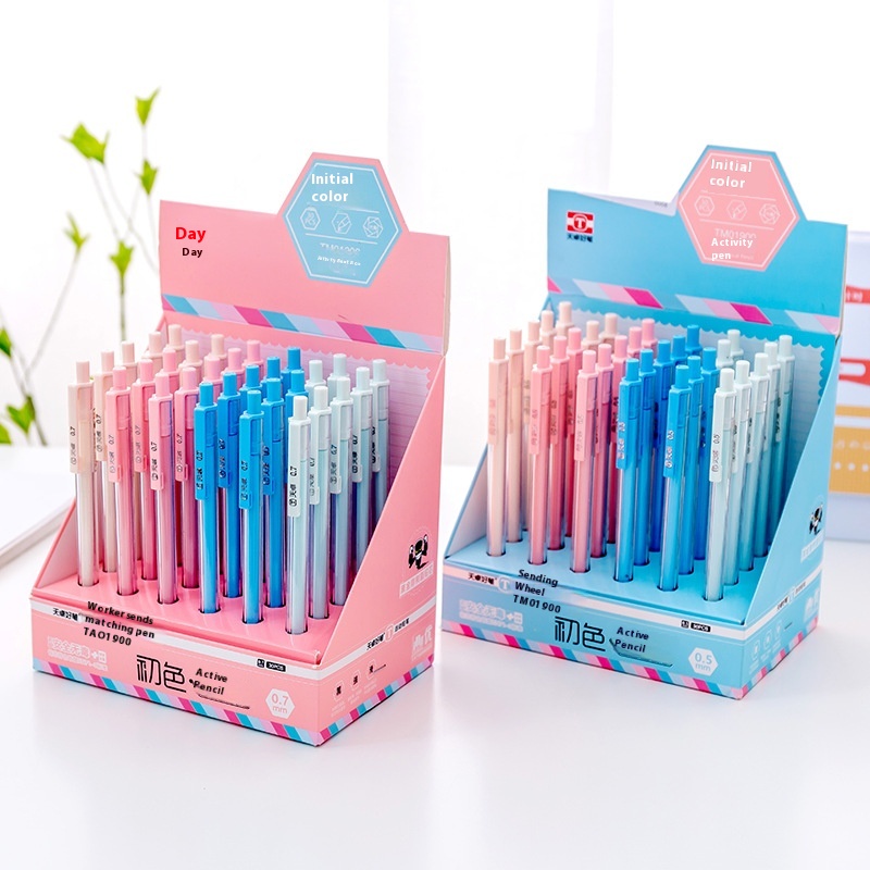 Korean Stationery Simple Primary Color Transparent Rod Automatic Pencil0.5/0.7mm Primary School Students Hexagonal Mobile Pencil