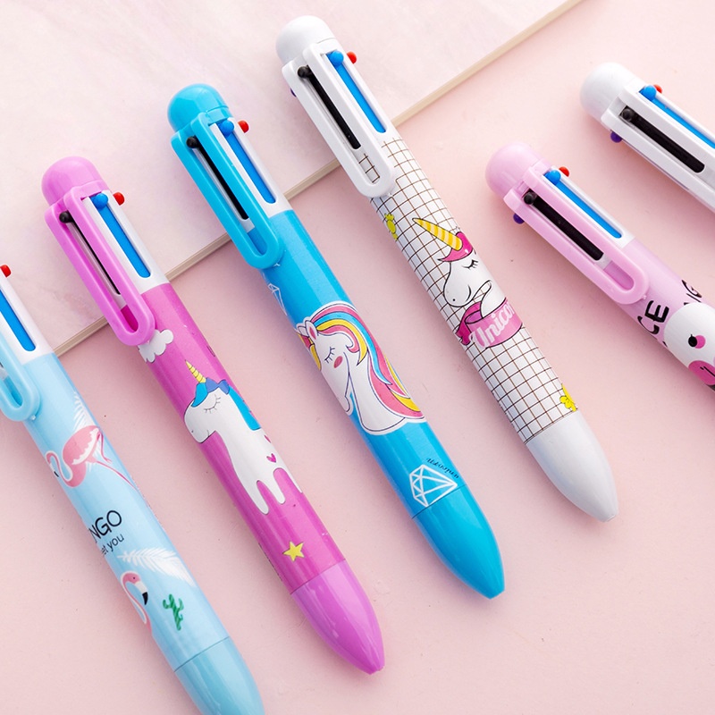 Creative Cartoon Unicorn Flamingo6 Color Ballpoint Pen Handbook Special Pen Stationery Ballpoint Pen