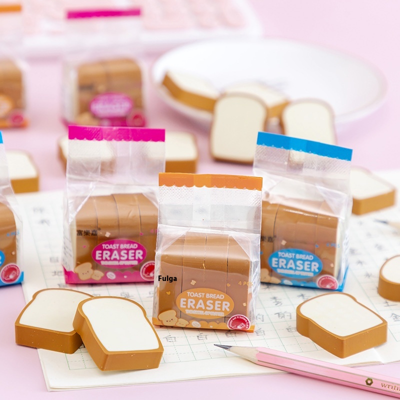 Korean Stationery Toast Slices Like Leather Student Eraser Large Piece Clean Leather Eraser Cute Cartoon Large Eraser Gift