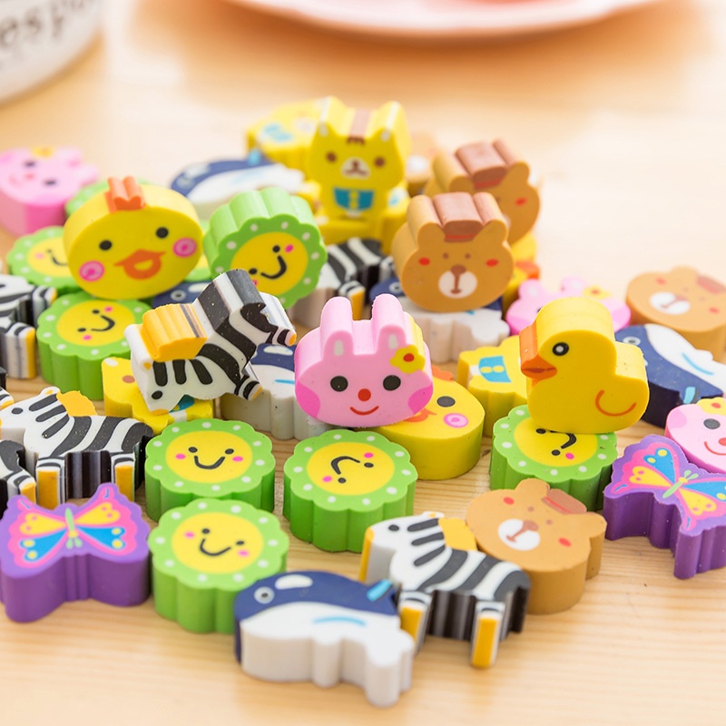 Children's Learning Stationery Gifts Cartoon Eraser Cute Primary School Eraser Creative Prize50 Pcs T