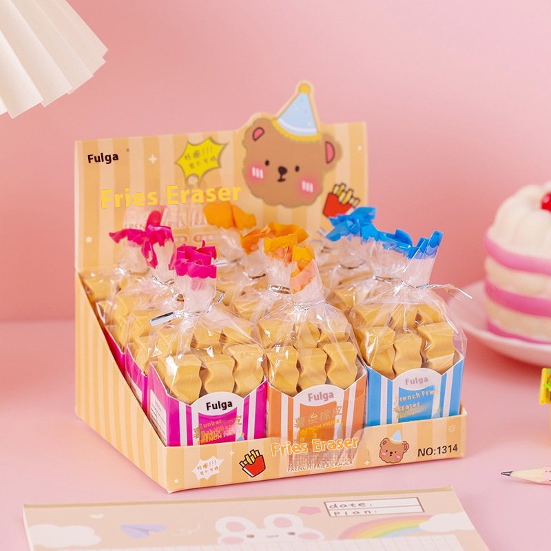 Cartoon Student Eraser Internet Celebrity Children's Creative French Fries Eraser Less Crumbs Cute Creative Eraser T