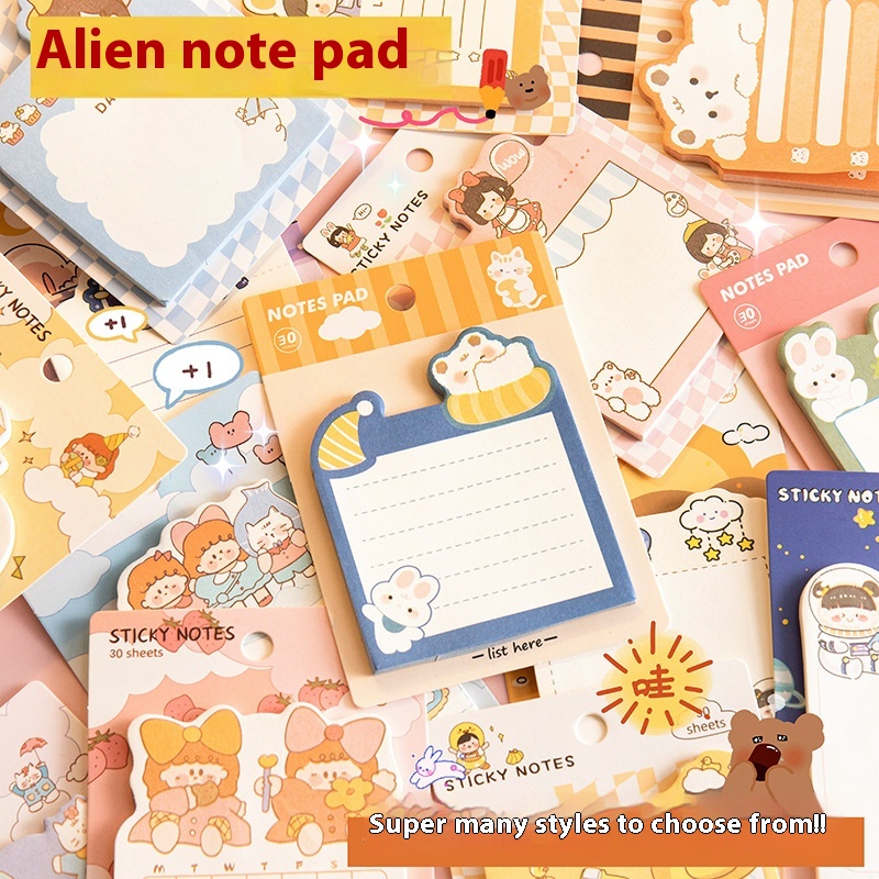 Cartoon Girl Alien Notepad Sticky Sticky Note Cute Student Takeaway Small Note Creative Message Note