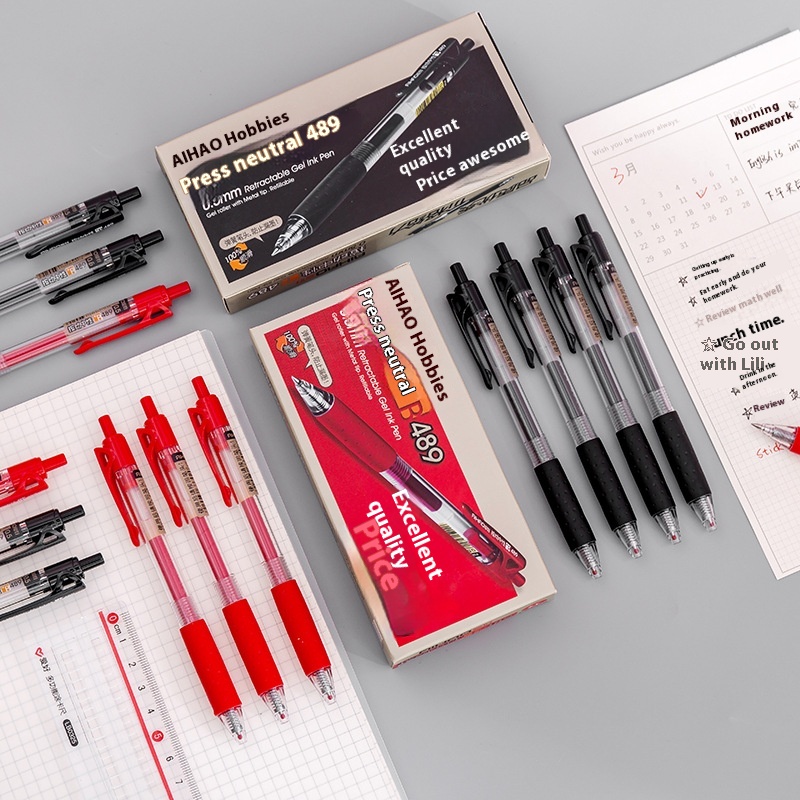 Hobby Student Stationery Click Neutral Pen Black Blue Color Signature Pen Classic0.5 MMClick Pen489