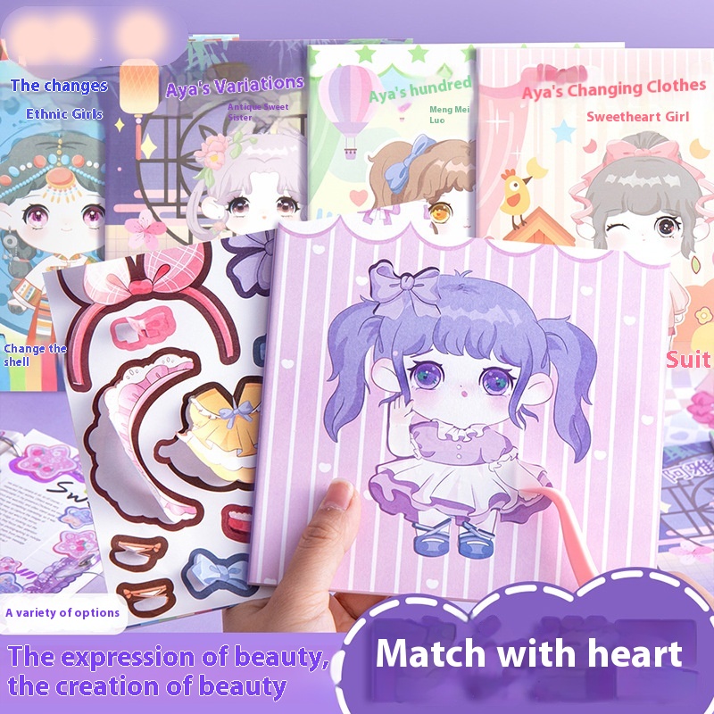 Dress Up Stickers Girls Children's Toys Educational Beautiful Princess Makeup Stickers Book Stickers Handbook Doll Makeup Show