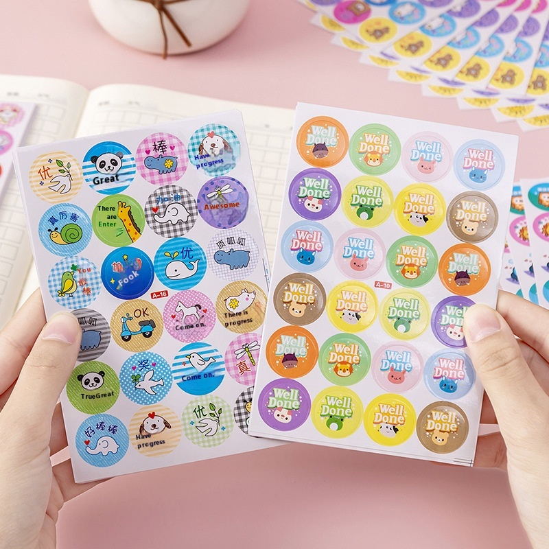 Children's Reward Stickers Praise Stickers Primary School Students Kindergarten Small Red Flower Five-pointed Star Thumbs Up Stickers Self-discipline Points