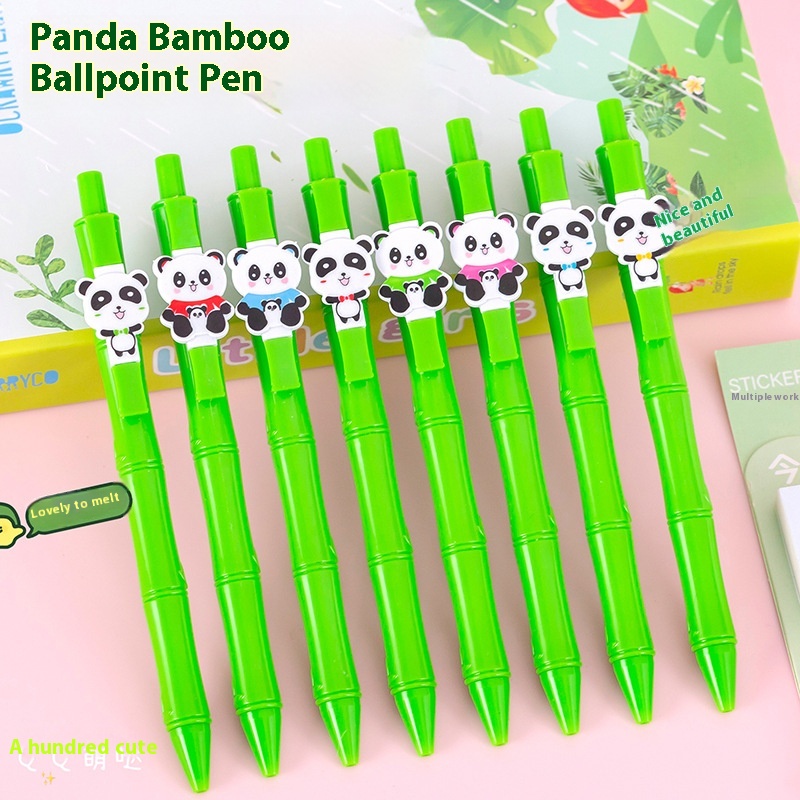 Panda Flower Family Click Gel Pen Cute Student Stationery Gift Bamboo Water-based Pen Learning Reward Gift