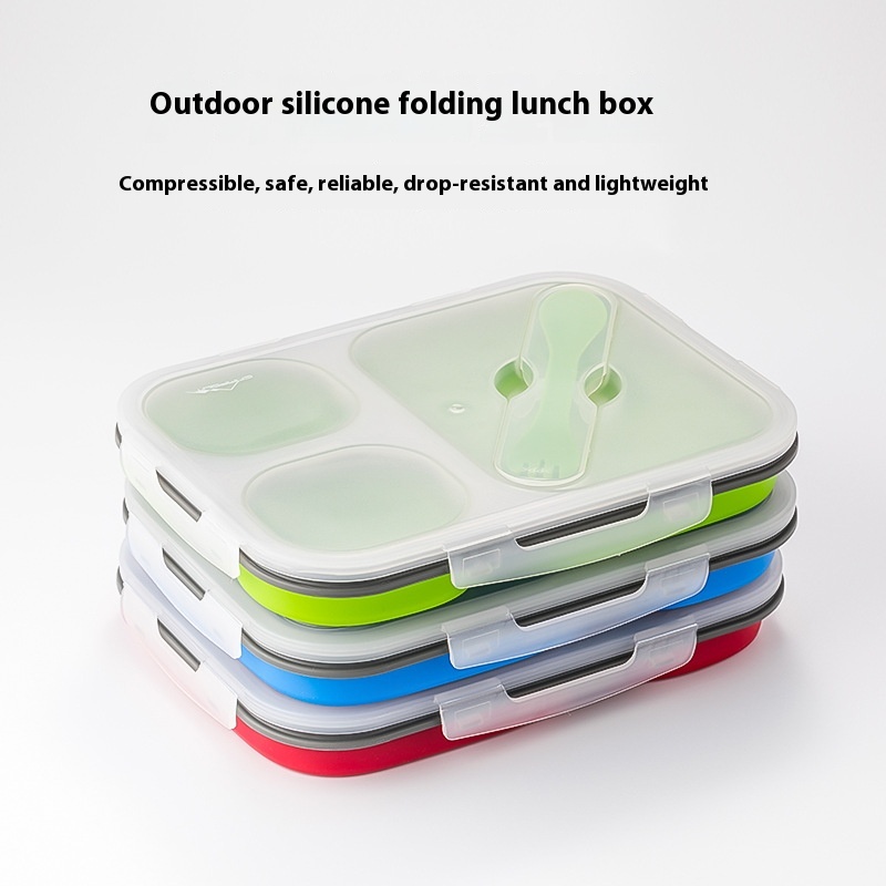 CAMPOUTOutdoor Portable Silicone Lunch Box Picnic Tools Camping Lunch Box Outdoor Tableware Light And Environmentally Friendly