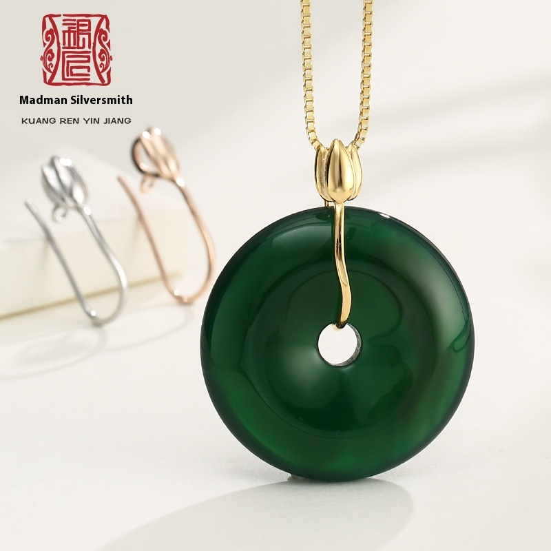 S925 Sterling Silver Tulip Flower Pendant Buckle Silver Buckle Accessories Peace Buckle Diy Jade Pendant Clip Jadeite Jade