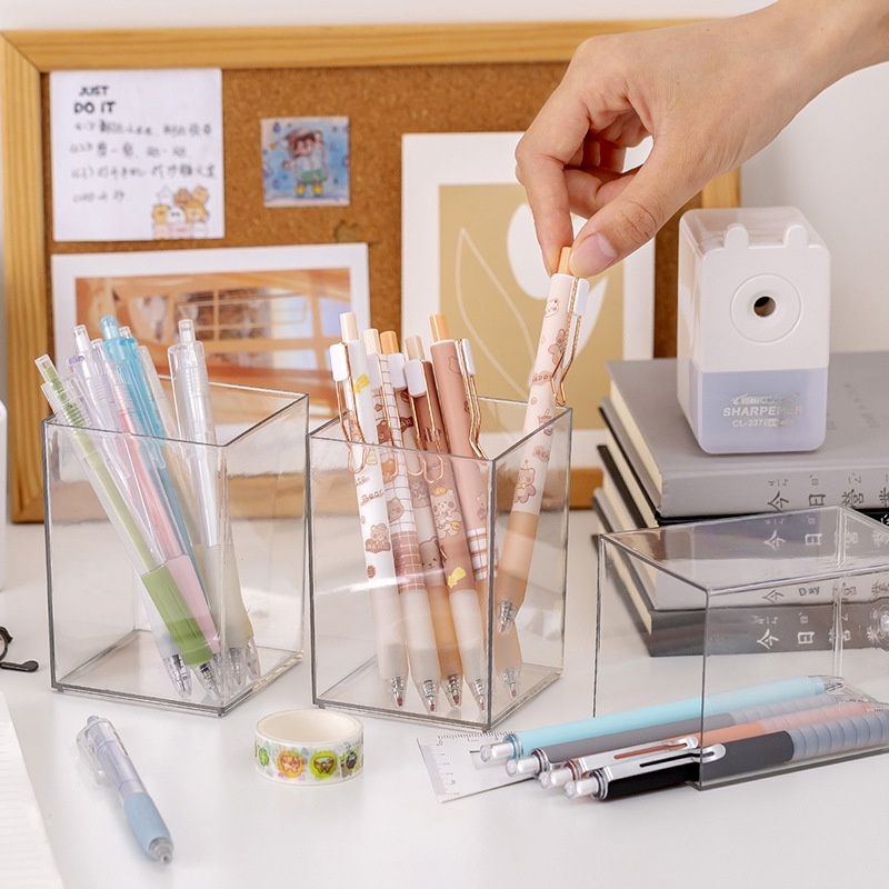 Simple DIYPen Holder Storage Tube Large Capacity Transparent Pen Holder Stationery Pen Barrel About Modern Storage Barrel T