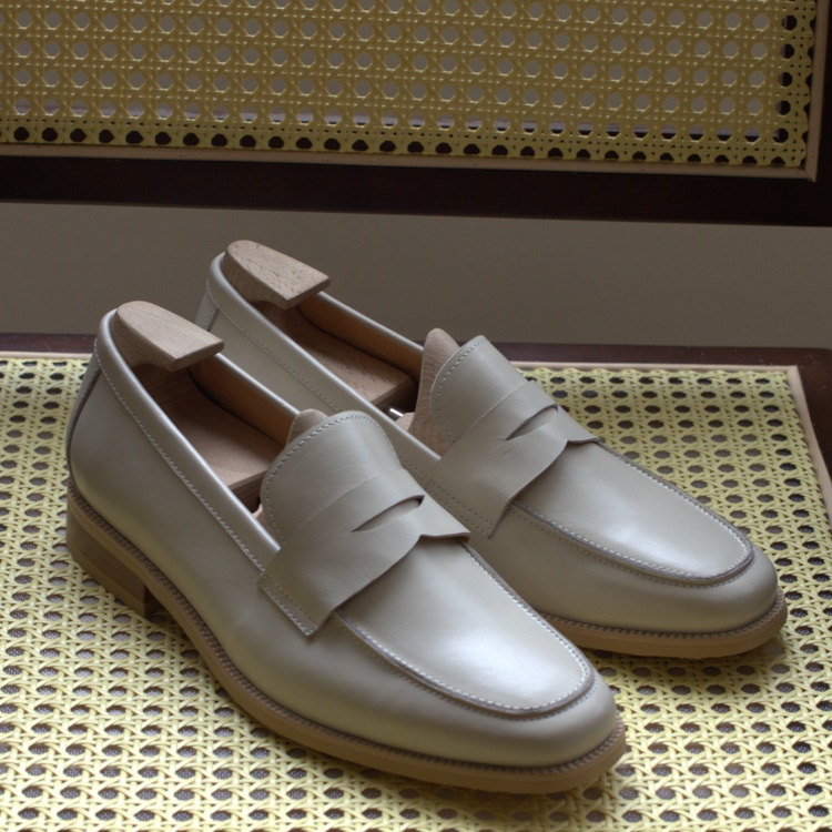 Retro British Style Square Toe Rounded Genuine Leather Penny Slip-on Shoes For Summer Casual Suits All-match Leather Loafers