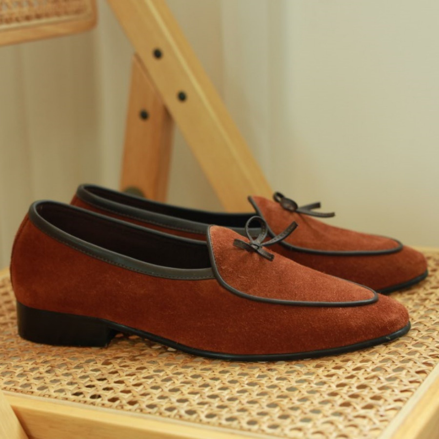 Zeyi And Retail Brown British Style Tassel Low-top Flip Suede Loafers One-step Men's Suede Leather