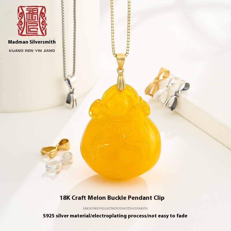 Pendant Buckle925 Sterling Silver Melon Seed Buckle Clip Jade Crystal Pendant Sterling Silver Accessories Pendant Diy Jewelry Buckle