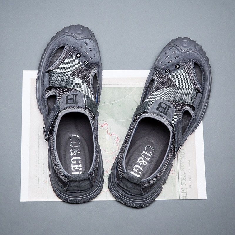 Genuine Leather Sandals For Men Summer Hole Shoes Outdoor Water Beach Shoes Men's Casual Breathable Sandals Men