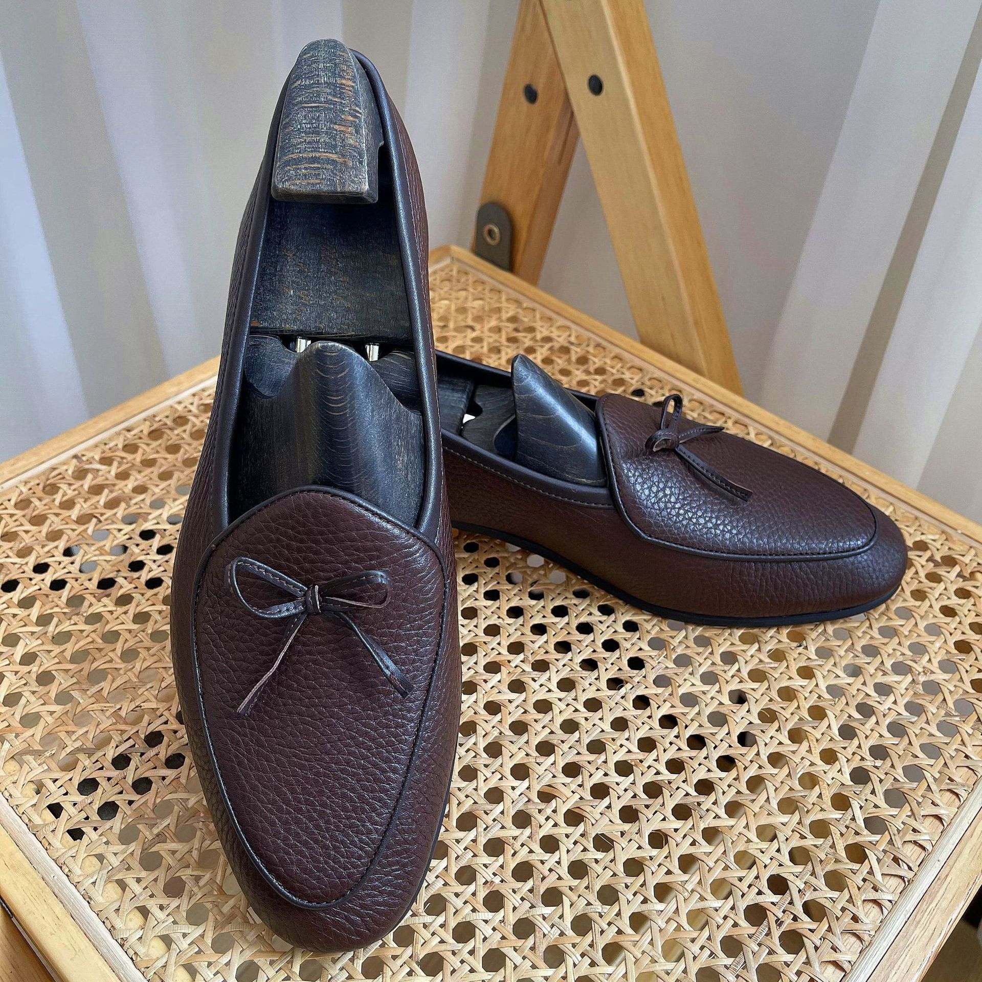 Zeyi Spring And Summer Italian British Men's Shoes Slip-on Casual Shoes Bowknot Leather Loafers