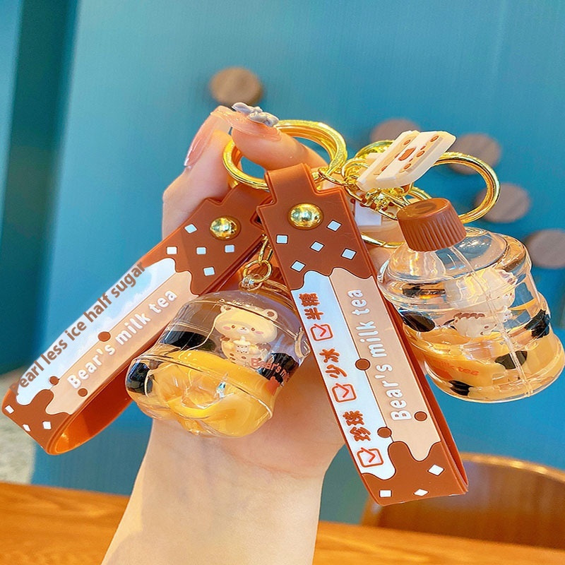 Creative Keychain Pendant Small Ornaments Children's Student School Bag Pendant Oil Pearl Milk Tea Cup Pendant Small Gift