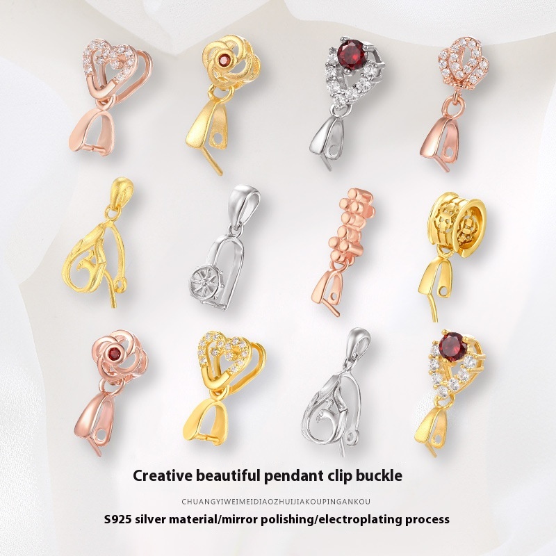 S925 Sterling Silver Pendant Buckle Jade Pendant Buckle Buddha Clip Jade Pendant Buckle Silver Buckle Necklace Diy Buckle Accessories