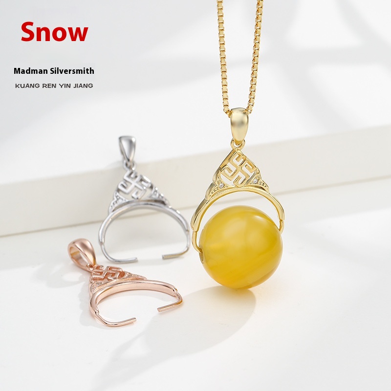 S925 Sterling Silver Melon Seed Buckle Round Bead Clip Pearl Buckle Left And Right Horizontal Bead Clip Lulutong Pendant Buckle