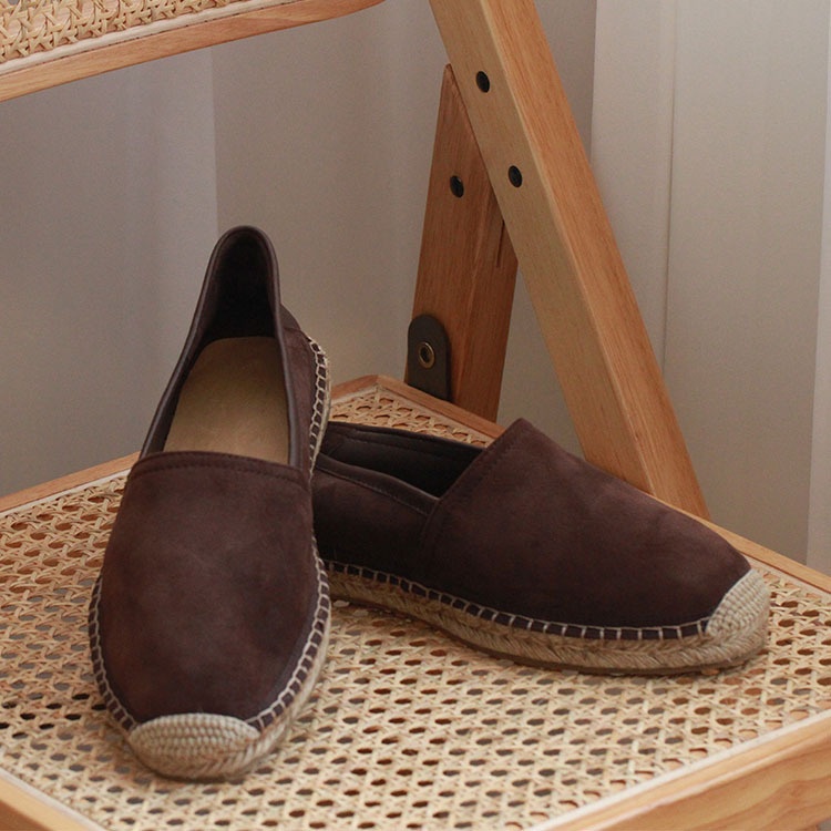 Summer Men's Casual Sheepskin Suede Round Toe Cloth Shoes One-step Slip-on Shoes Fisherman Cloth Shoes