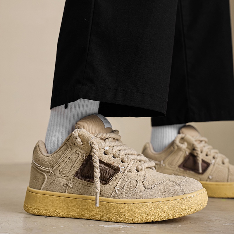 Niche Design Patchwork Loafers For Men And Women In Winter,y And Versatile Sports Shoes For Men,Thick-soled Shock-absorbing Skateboard Shoes