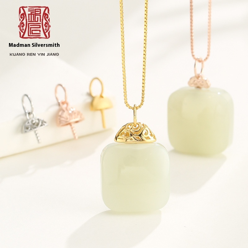 925 Sterling Silver Pendant Buckle Men And Women No Matter Brand Pendant Buckle Jade Brand Needle Silver Buckle Inlaid DIYAccessories