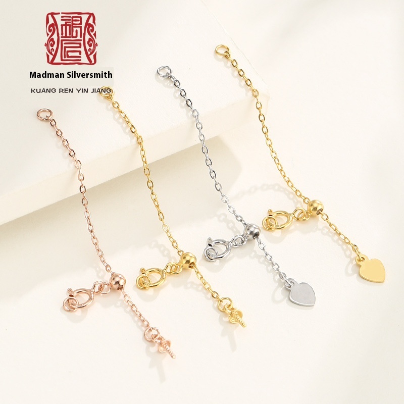 925 Sterling Silver Plated With18 KRose Gold Extension Chain Color Gold Chopin Gold Necklace Bracelet Extension Tail Chain Diy Accessories