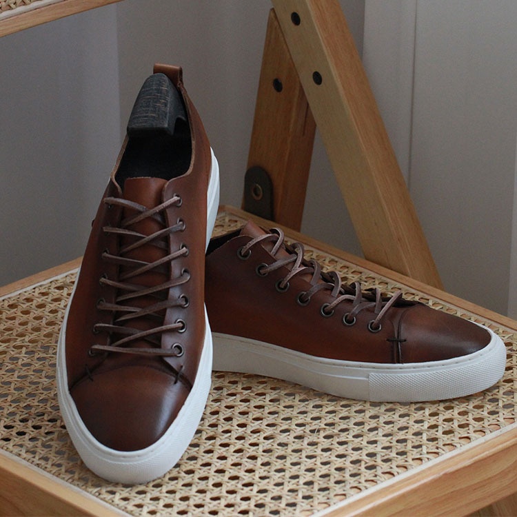 Cowhide Suit Pants Men's Low-top Daily Universal All-match Casual British Style Lace-up Genuine Leather Sneakers Men