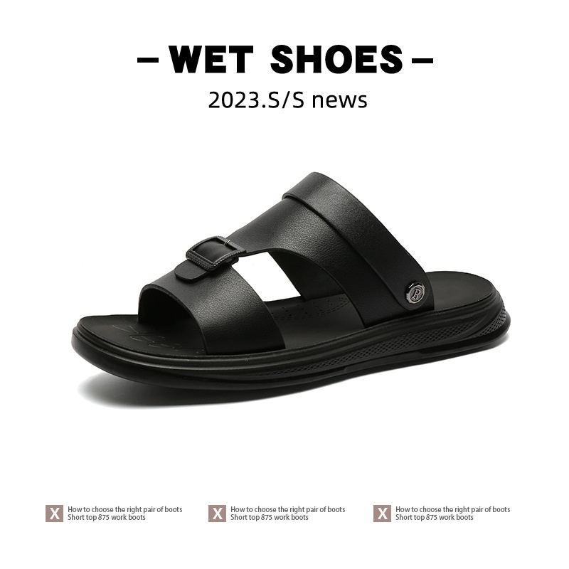 NS-21705 Men's Summer Slippers Large Size Slippers Non-slip Wear-resistant Beach Shoes Summer Personality Casual Sandals Men