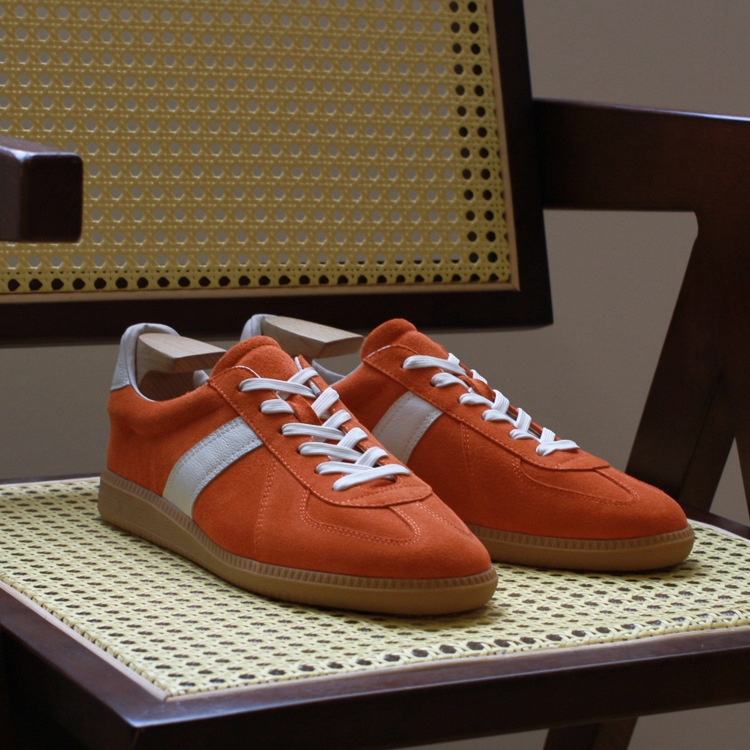 Zeyi Summer Genuine Leather Color Matching Sports Shoes Low-top Sneakers Breathable Casual Shoes British Retro German Training Shoes Men's