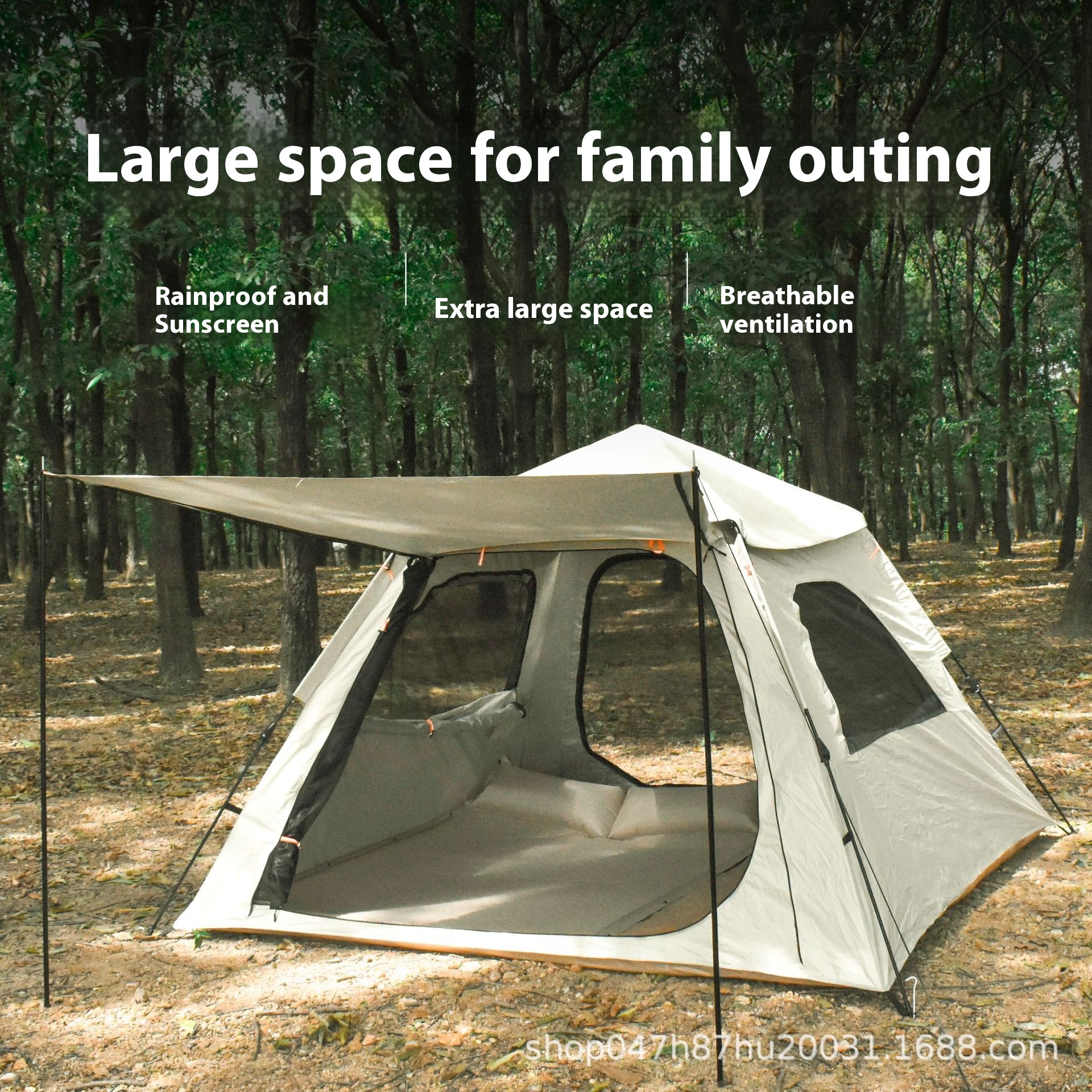 Outdoor Camping Automatic Tent,Notallation Required,5-8 People,Large Camping Area,Quick Opening Tent,Silver Glue,Anti-ultraviolet,Ventilation