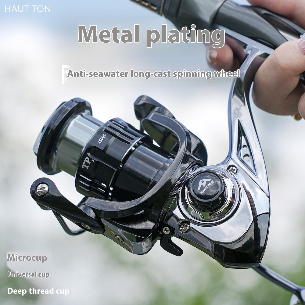 Haodun Micro Fishing Reel Deep Line Cup Fish Reel Sea Fishing Reel Black Electroplating Fishing Line Reel Lu Ya Spinning Reel TP