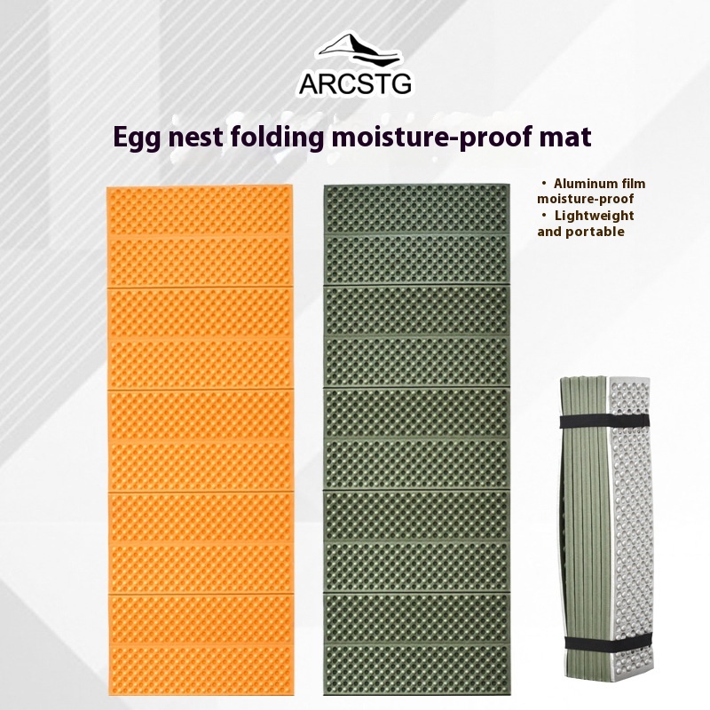 ARCSTGEgg Nest Folding Moisture-proof Sleeping Pad Cushion Outdoor Camping Portable Single Thickened Aluminum Film Egg Trough Picnic Mat