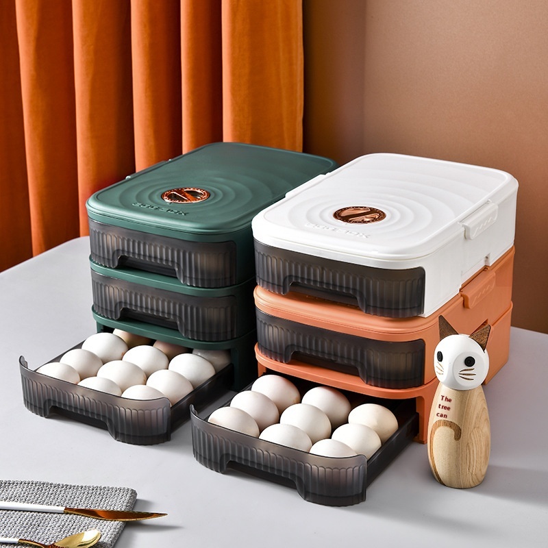 Drawer-style Storage Box Basket For Eggs,Refrigerator With Automatic Rolling Egg Tray,Kitchen Egg Tray,Fresh Egg Box Artifact