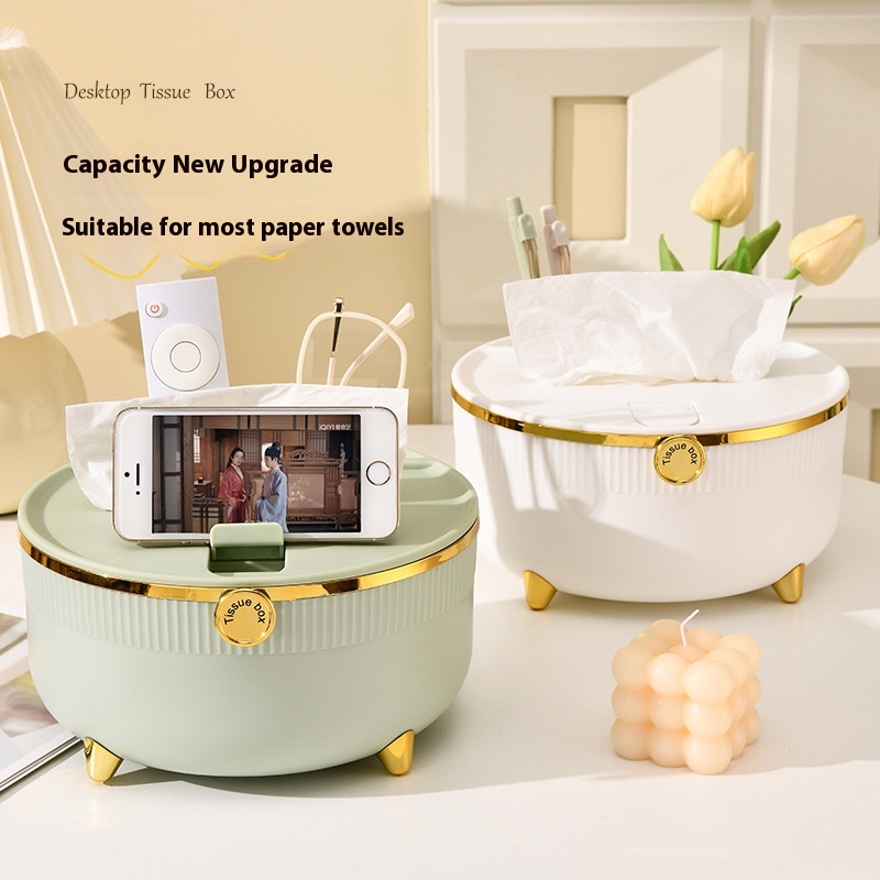 Plastic Creative Light Luxury Multifunctional Tissue Box Living Room Remote Control Storage Storage Box Coffee Table Ornaments Paper Box